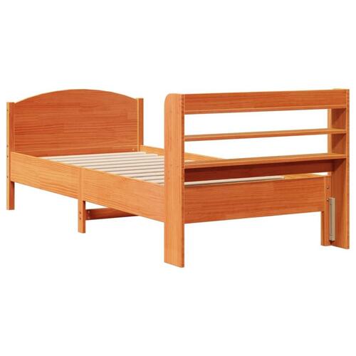 Sengeramme uden madras 90x200 cm massivt fyrretræ gyldenbrun