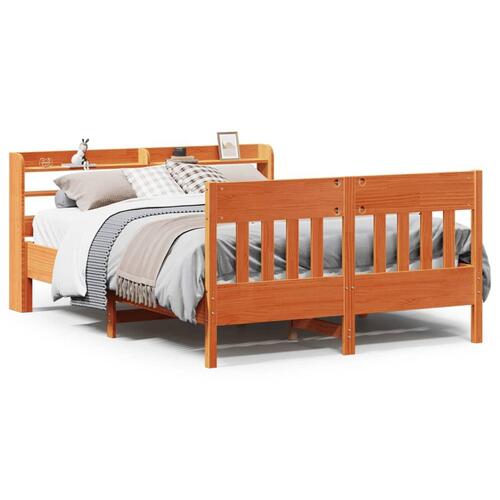 Sengeramme uden madras 140x200 cm massivt fyr gyldenbrun