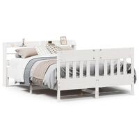 Sengeramme uden madras 140x190 cm massivt fyrretræ hvid