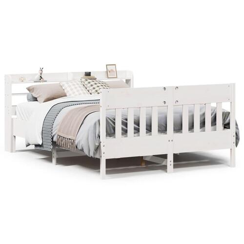 Sengeramme uden madras 140x190 cm massivt fyrretræ hvid