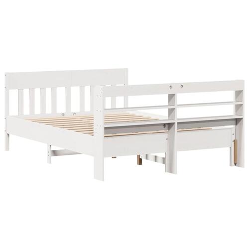 Sengeramme uden madras 140x190 cm massivt fyrretræ hvid
