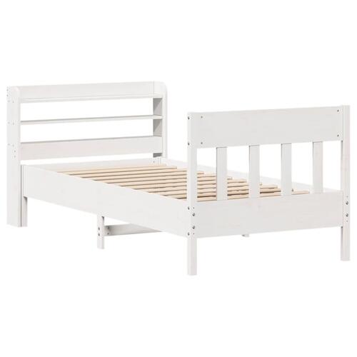 Sengeramme uden madras 75x190 cm massivt fyrretræ hvid