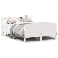 Sengeramme uden madras 140x190 cm massivt fyrretræ hvid