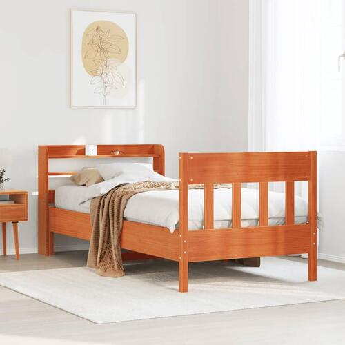Sengeramme uden madras 100x200 cm massivt fyrretræ gyldenbrun