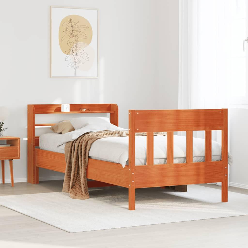 Sengeramme uden madras 100x200 cm massivt fyrretræ gyldenbrun