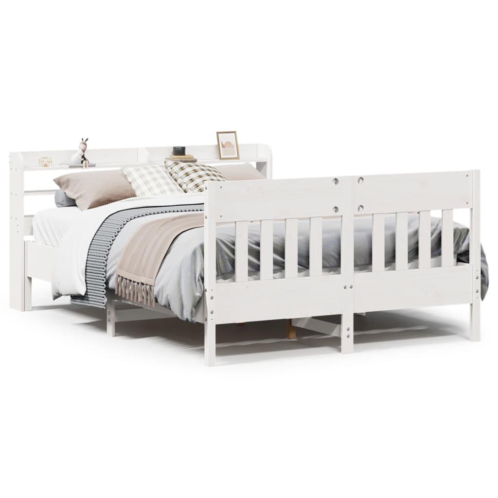 Sengeramme uden madras 120x190 cm massivt fyrretræ hvid