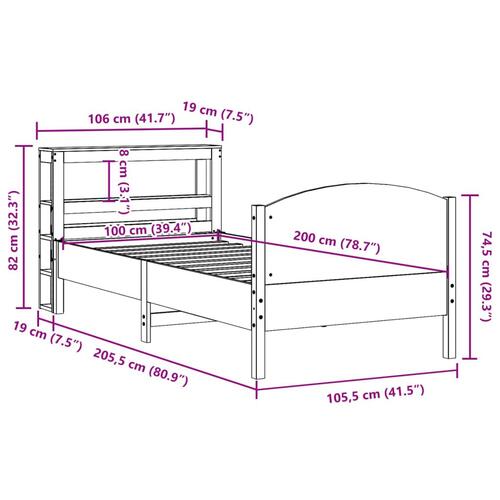 Sengeramme uden madras 100x200 cm massivt fyrretræ gyldenbrun