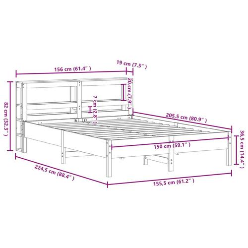Sengeramme uden madras 150x200 cm massivt fyrretræ gyldenbrun