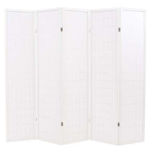 Foldbar 5-panels rumdeler japansk stil 200 x 170 cm hvid