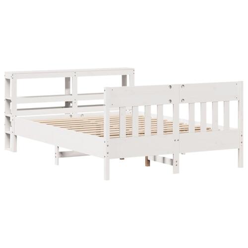 Sengeramme uden madras 135x190 cm massivt fyrretræ hvid