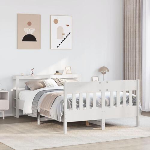 Sengeramme uden madras 135x190 cm massivt fyrretræ hvid