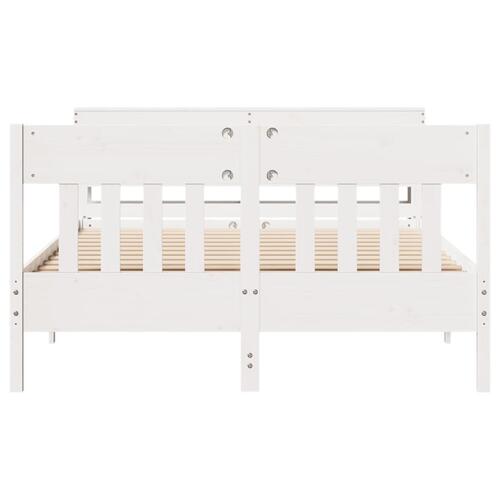 Sengeramme uden madras 135x190 cm massivt fyrretræ hvid