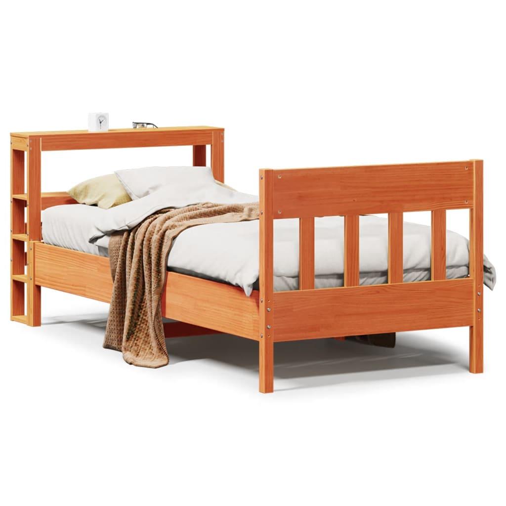 Sengeramme uden madras 90x200 cm massivt fyrretræ gyldenbrun