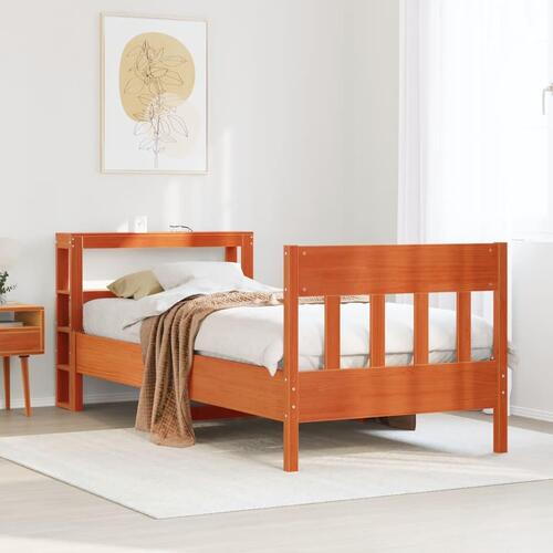 Sengeramme uden madras 90x200 cm massivt fyrretræ gyldenbrun