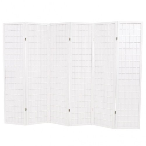 Foldbar 6-panels rumdeler japansk stil 240 x 170 cm hvid