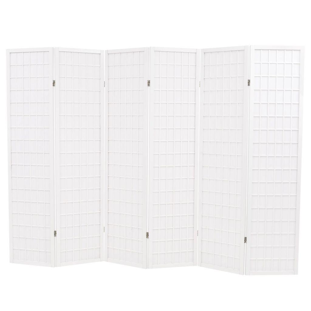 Foldbar 6-panels rumdeler japansk stil 240 x 170 cm hvid