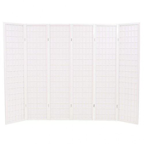 Foldbar 6-panels rumdeler japansk stil 240 x 170 cm hvid