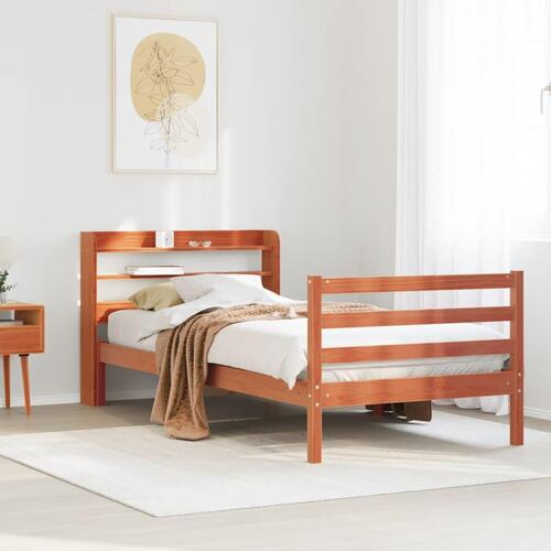 Sengeramme uden madras 90x190 cm massivt fyrretræ gyldenbrun