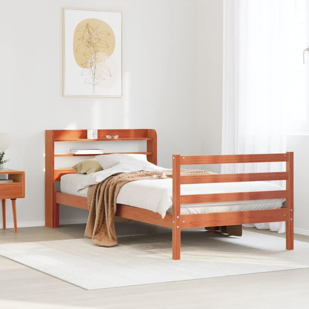 Sengeramme uden madras 90x190 cm massivt fyrretræ gyldenbrun