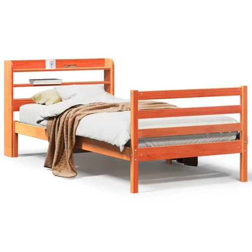 Sengeramme uden madras 90x190 cm massivt fyrretræ gyldenbrun