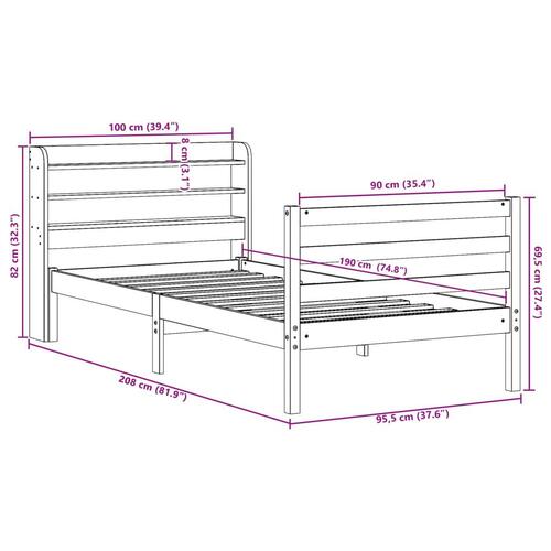 Sengeramme uden madras 90x190 cm massivt fyrretræ gyldenbrun
