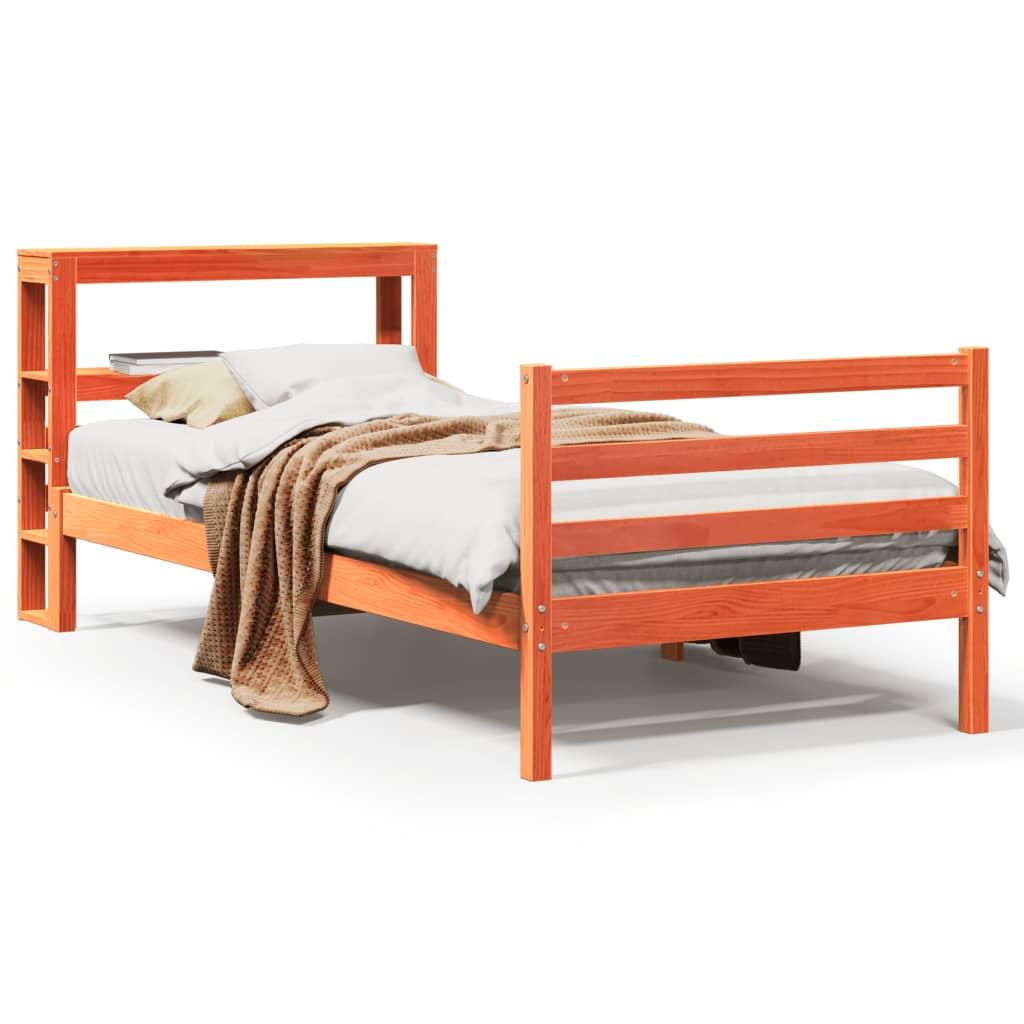Sengeramme uden madras 90x190 cm massivt fyrretræ gyldenbrun