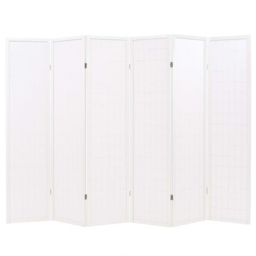 Foldbar 6-panels rumdeler japansk stil 240 x 170 cm hvid