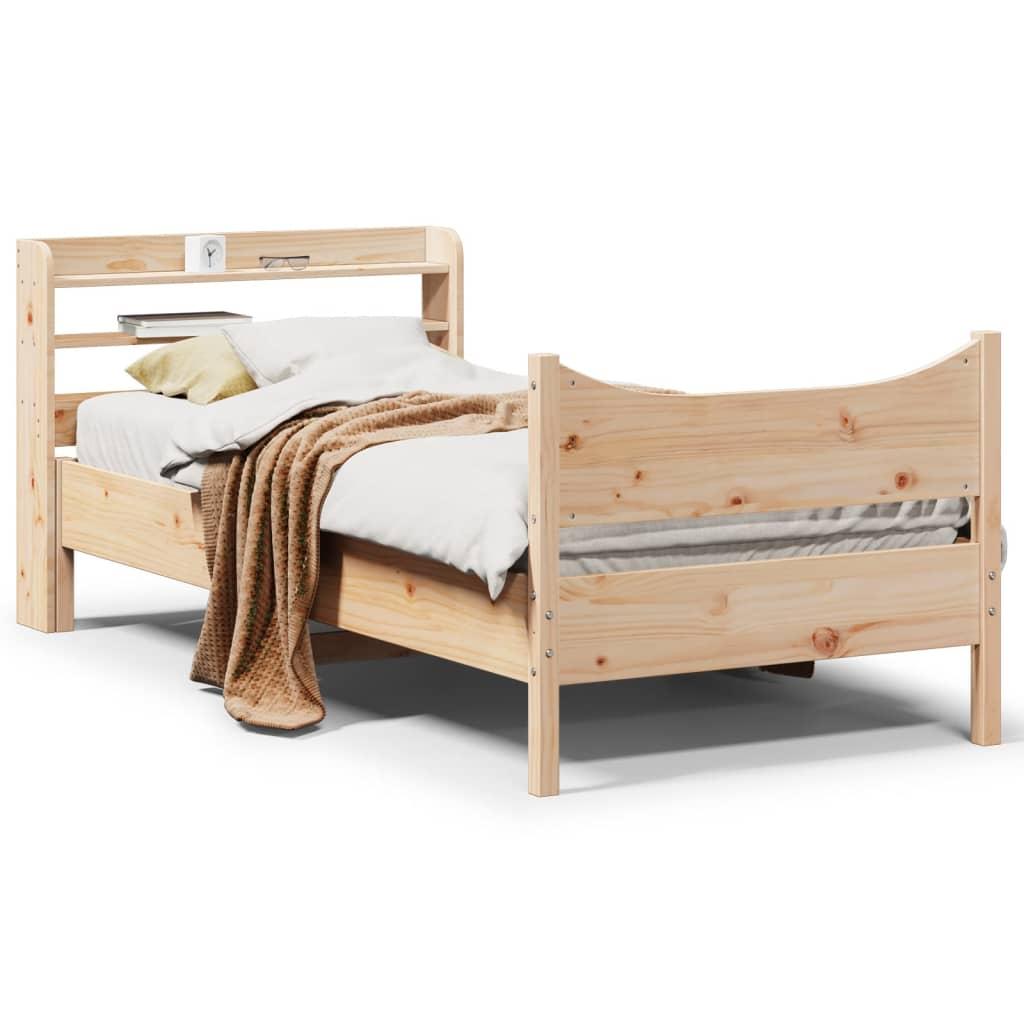 Sengeramme med sengegavl 90x200 cm massivt fyrretræ billede