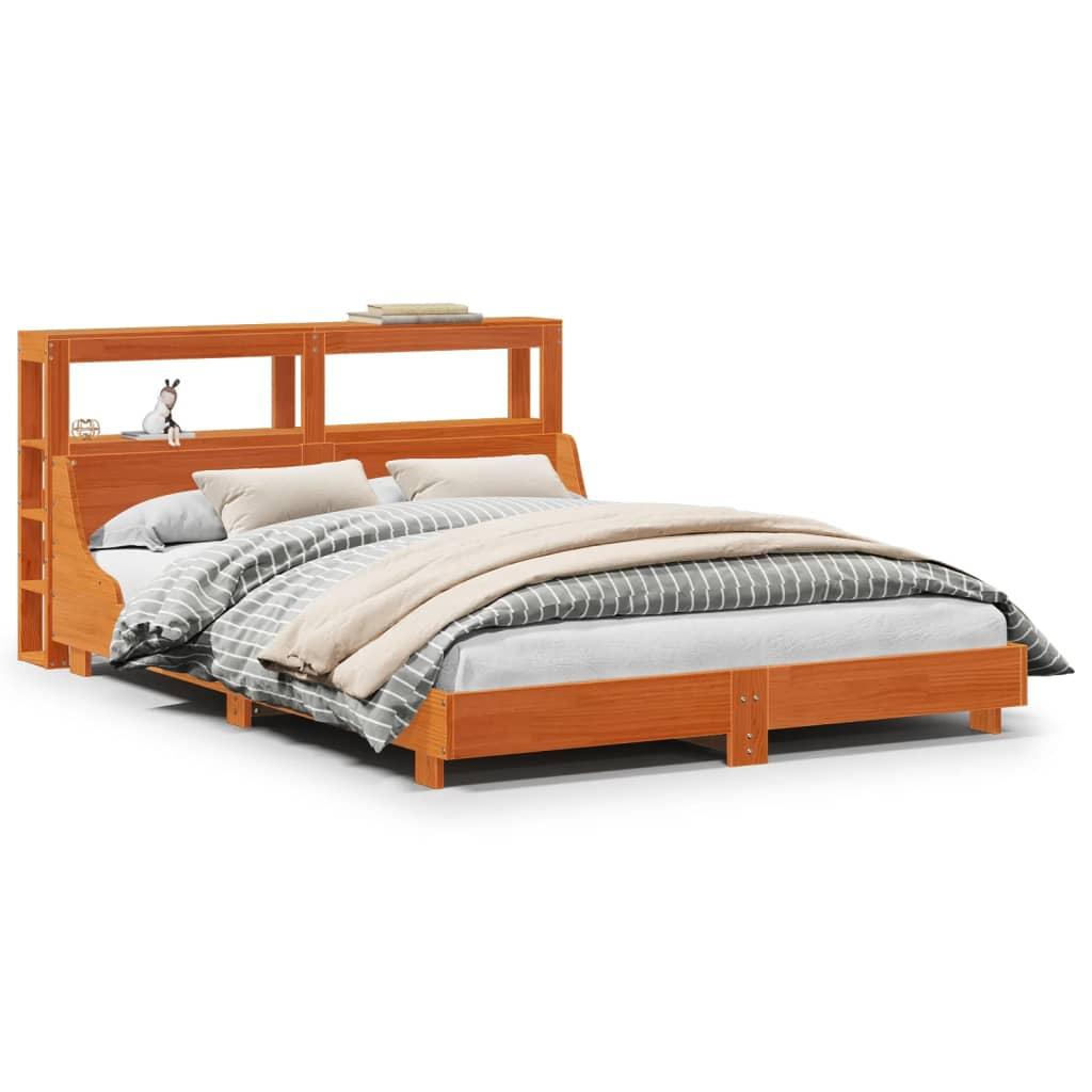 Sengeramme uden madras 140x190 cm massivt fyrretræ gyldenbrun billede