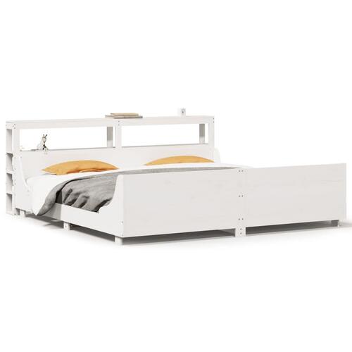 Sengeramme uden madras 200x200 cm massivt fyrretræ hvid