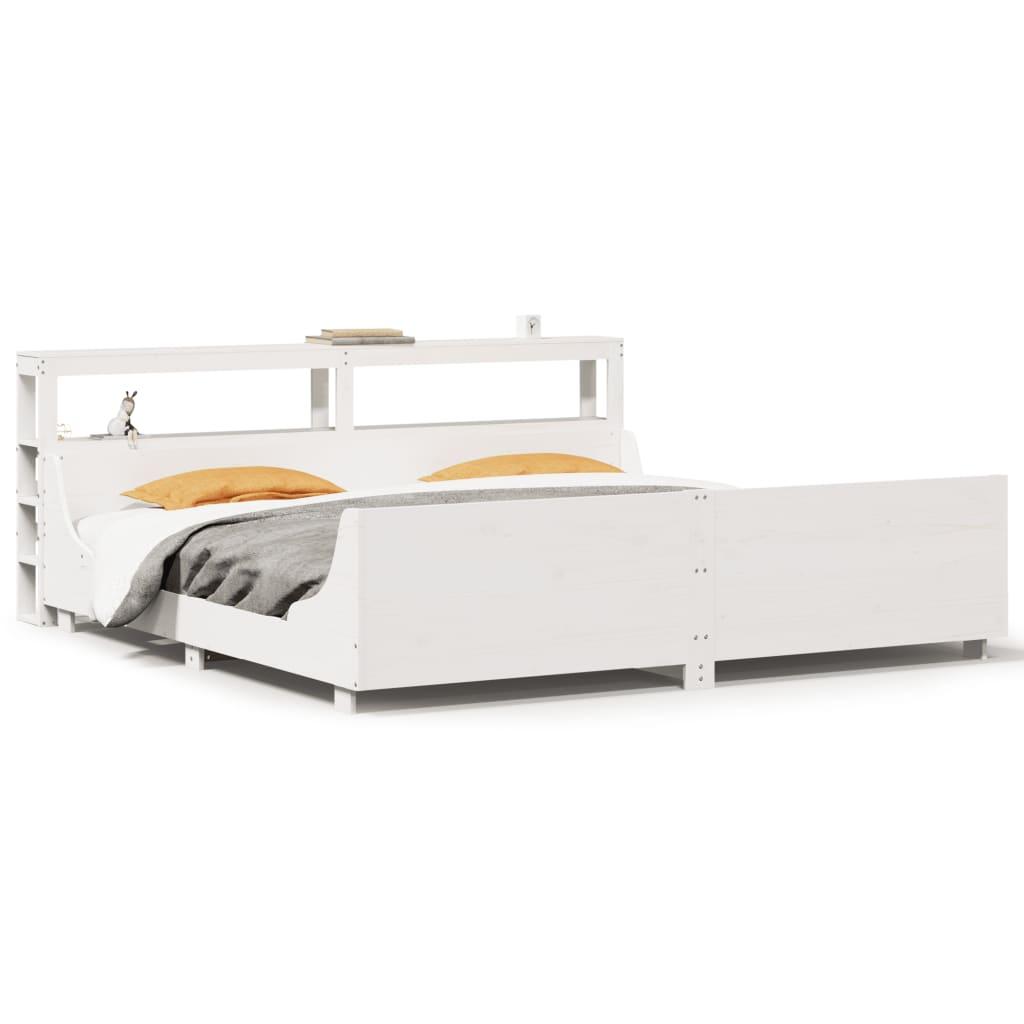 Sengeramme uden madras 200x200 cm massivt fyrretræ hvid