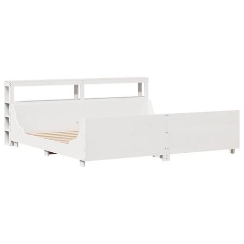 Sengeramme uden madras 200x200 cm massivt fyrretræ hvid