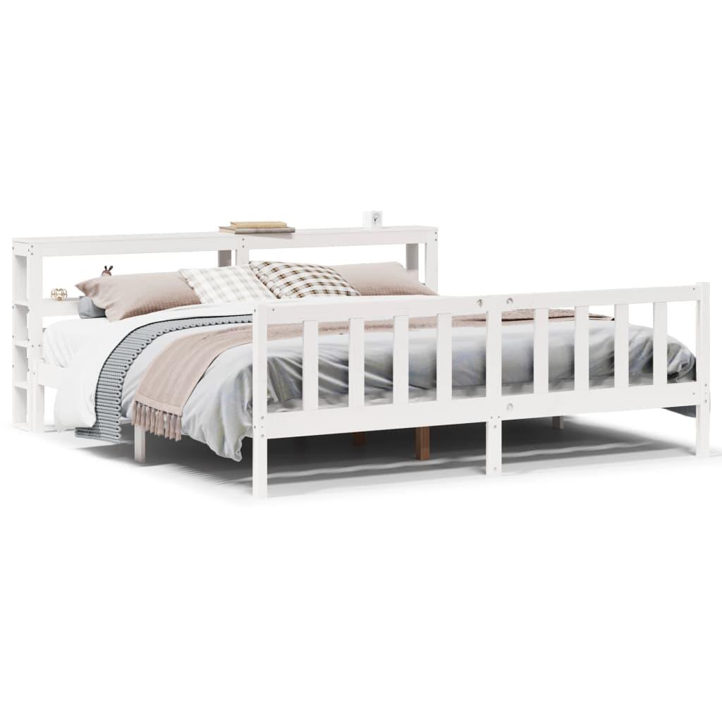 Sengeramme uden madras 180x200 cm massivt fyrretræ hvid