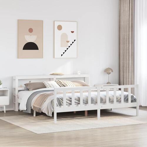 Sengeramme uden madras 180x200 cm massivt fyrretræ hvid