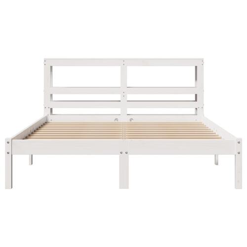 Sengeramme uden madras 140x200 cm massivt fyrretræ hvid