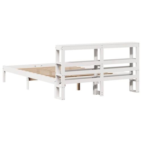 Sengeramme uden madras 140x200 cm massivt fyrretræ hvid