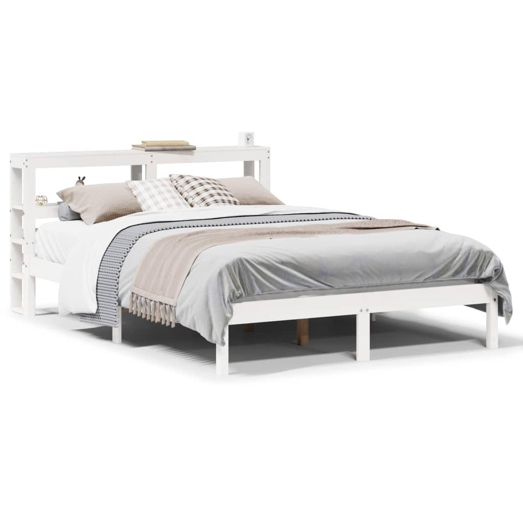 Sengeramme uden madras 120x200 cm massivt fyrretræ hvid billede