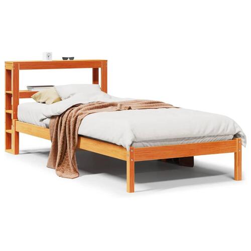 Sengeramme med sengegavl 90x200 cm massivt fyrretræ gyldenbrun