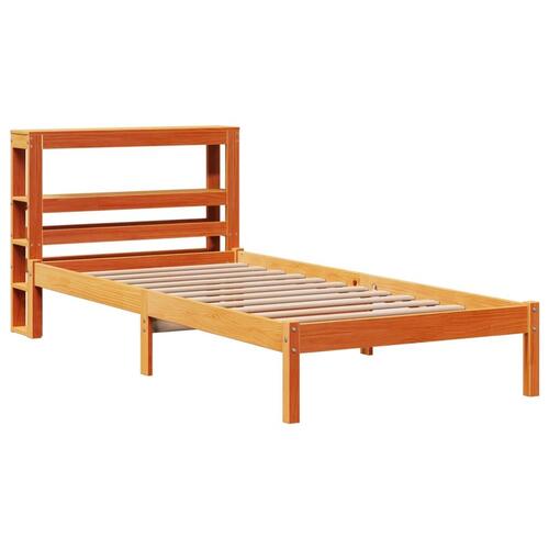 Sengeramme med sengegavl 90x200 cm massivt fyrretræ gyldenbrun