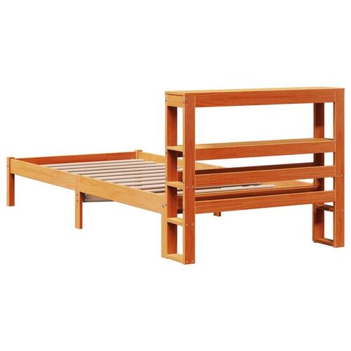 Sengeramme med sengegavl 90x200 cm massivt fyrretræ gyldenbrun