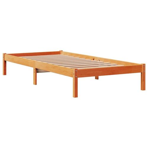 Sengeramme med sengegavl 90x200 cm massivt fyrretræ gyldenbrun