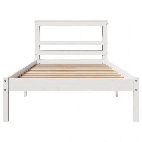 Sengeramme uden madras 90 x 190 cm i massivt fyrretræ - hvid