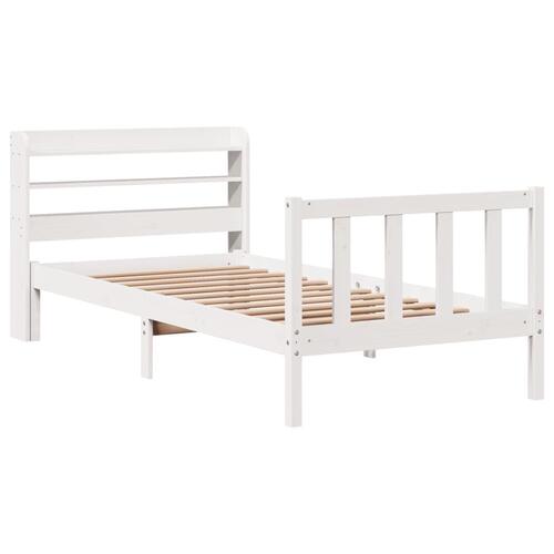 Sengeramme uden madras 90x200 cm massivt fyrretræ hvid