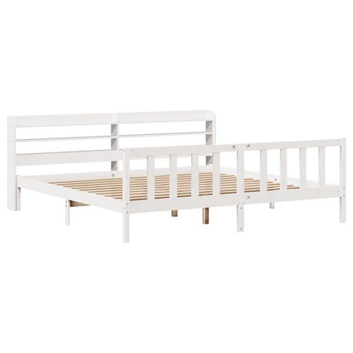 Sengeramme uden madras 200x200 cm massivt fyrretræ hvid