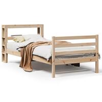 Sengeramme uden madras 75x190 cm massivt fyrretræ