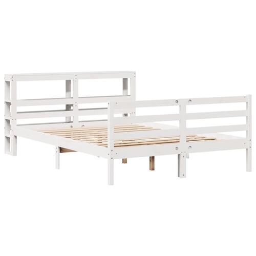Sengeramme uden madras 140x200 cm massivt fyrretræ hvid