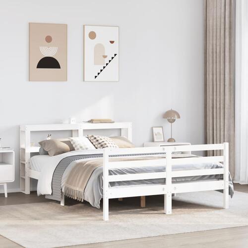 Sengeramme uden madras 140x200 cm massivt fyrretræ hvid