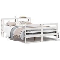 Sengeramme uden madras 140x190 cm massivt fyrretræ hvid