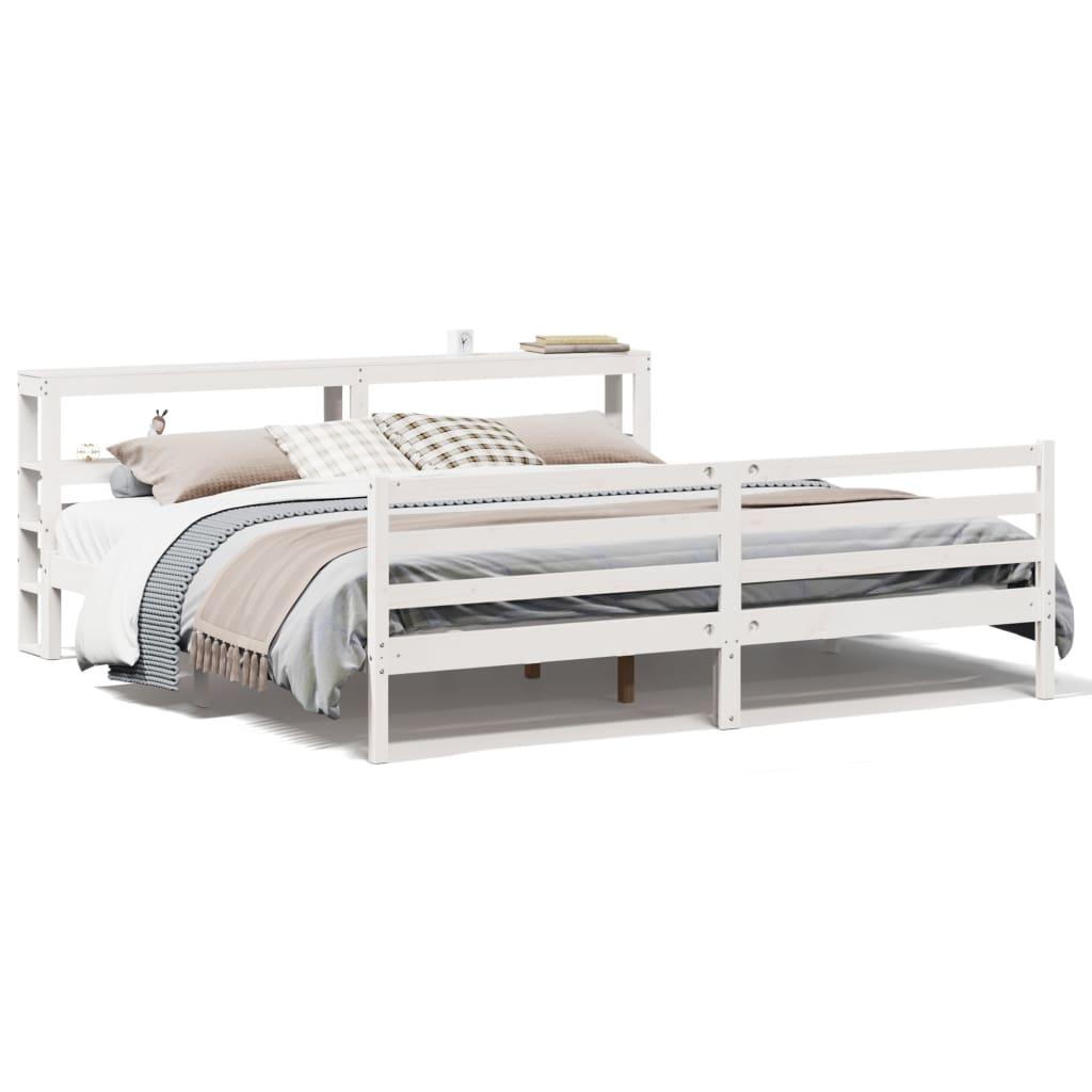 Sengeramme uden madras 180x200 cm massivt fyrretræ hvid