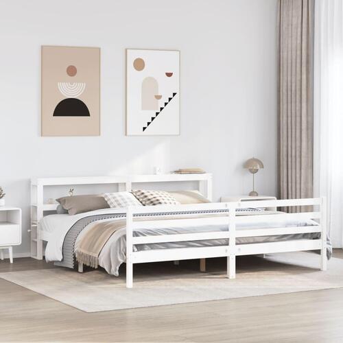 Sengeramme uden madras 180x200 cm massivt fyrretræ hvid